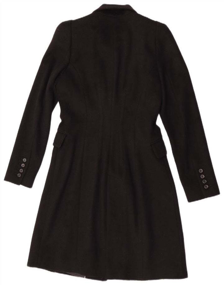 Zara Casaco feminino duplo breasted UK 10 pequeno lã preta