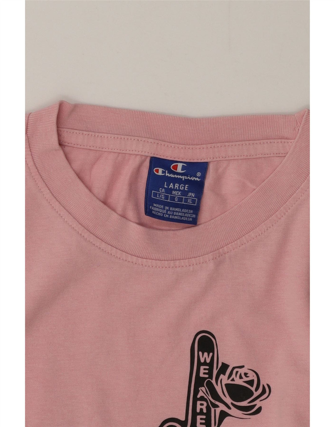 Camiseta feminina estampada Champion UK 14 grande rosa