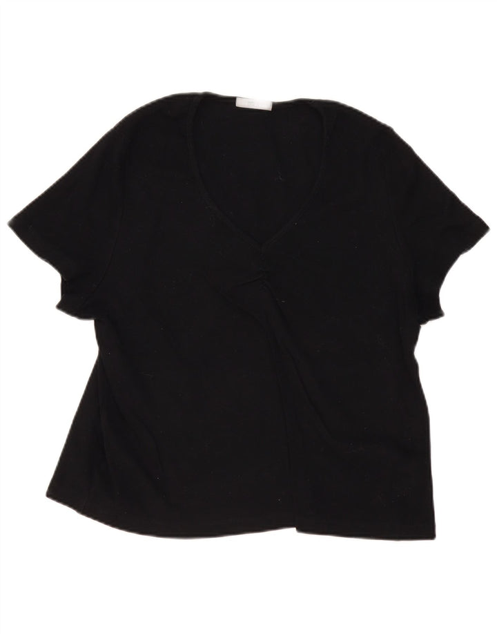 Blusa feminina Marks & Spencer UK 22 3XL algodão preto