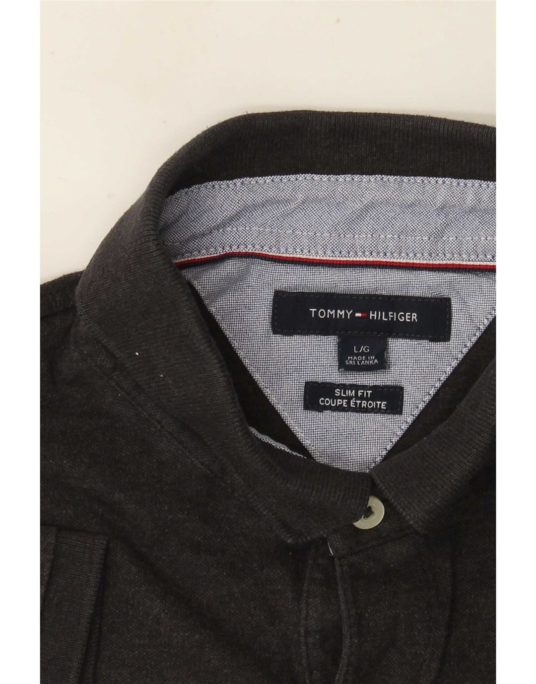 Camisa polo masculina Tommy Hilfiger Slim Fit grande cinza