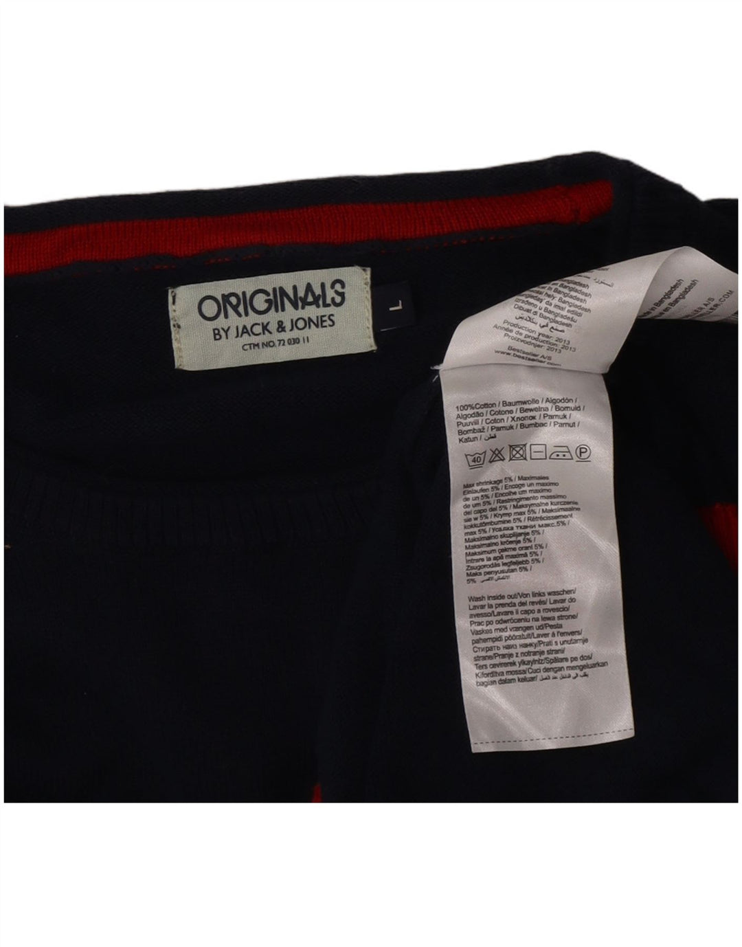 Suéter masculino Jack & Jones com gola redonda grande bloco colorido azul marinho