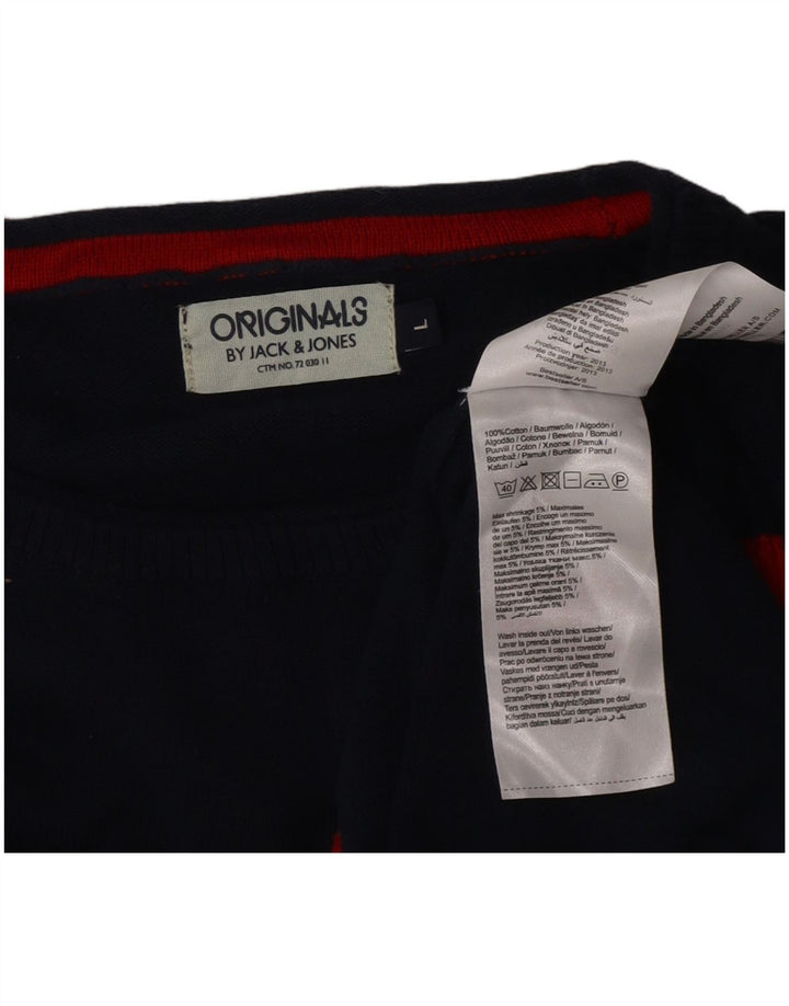 Suéter masculino Jack & Jones com gola redonda grande bloco colorido azul marinho
