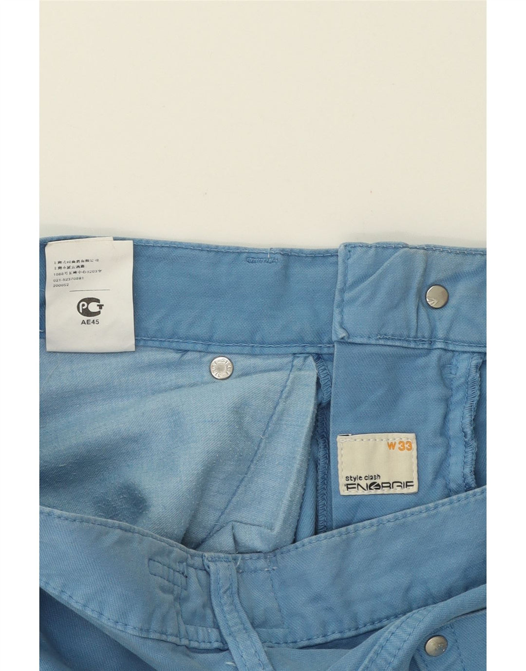 ENERGIE Womens Slim Casual Trousers  W33 L34 Blue Cotton Vintage Energie and Second-Hand Energie from Messina Hembry 