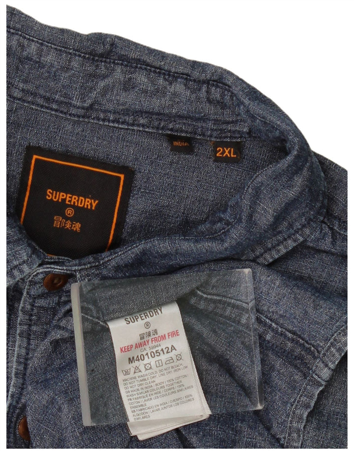 Camisa masculina de manga curta Superdry 2XL algodão azul