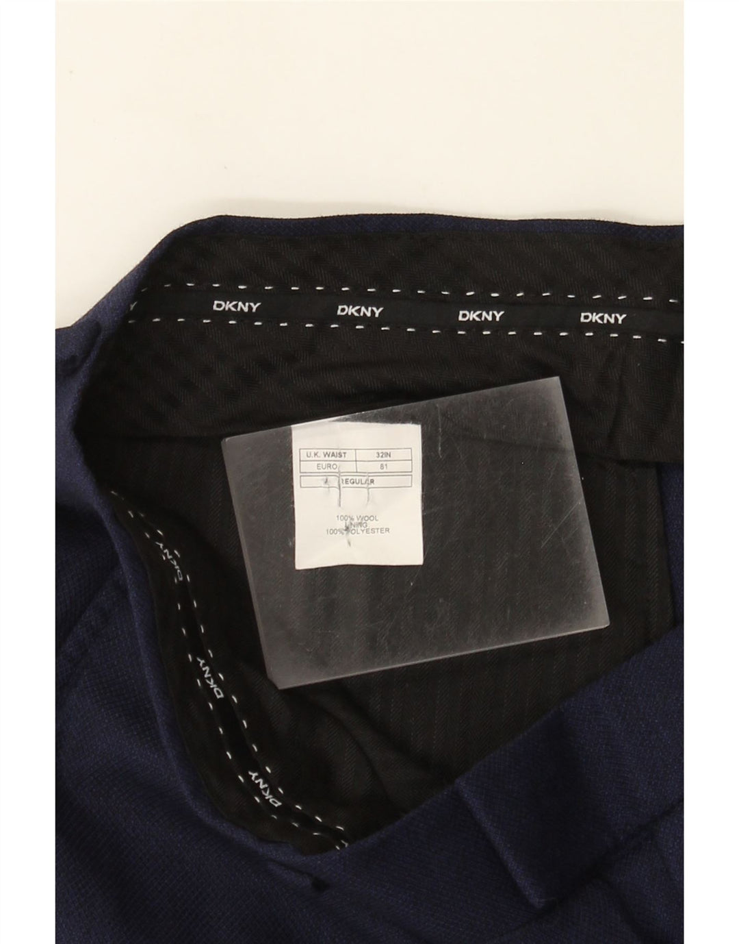 Calça masculina Dkny Regular Fit W32 L30 Lã Azul Marinho