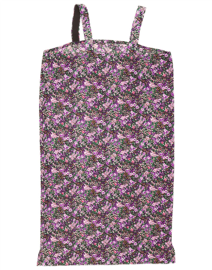 Vestido de verão feminino vintage Reino Unido 14 grande floral multicolorido