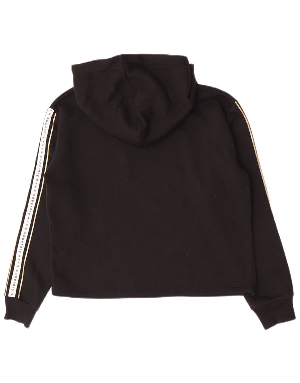 Suéter com capuz gráfico feminino Superdry UK 14 grande algodão colorido preto