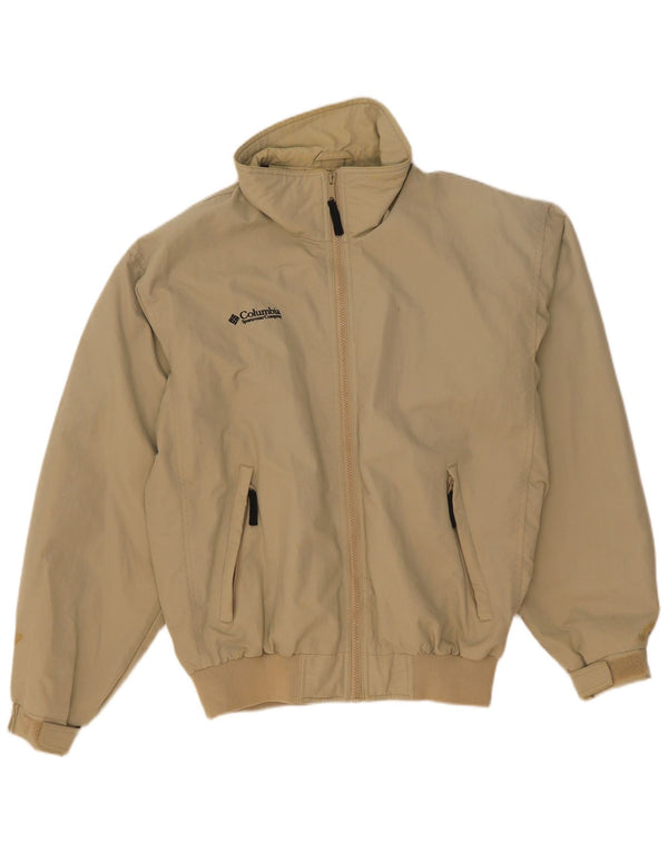 Jaqueta de chuva masculina Columbia UK 36 pequena bege nylon