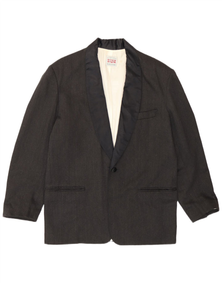 Jaqueta blazer masculina Sisley com 1 botão Reino Unido 38 poliéster cinza médio