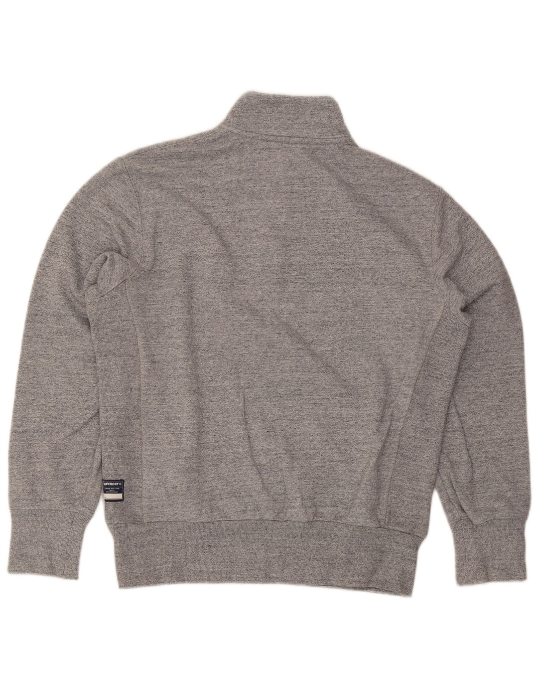 Suéter masculino Superdry com gola zip e algodão manchado cinza médio