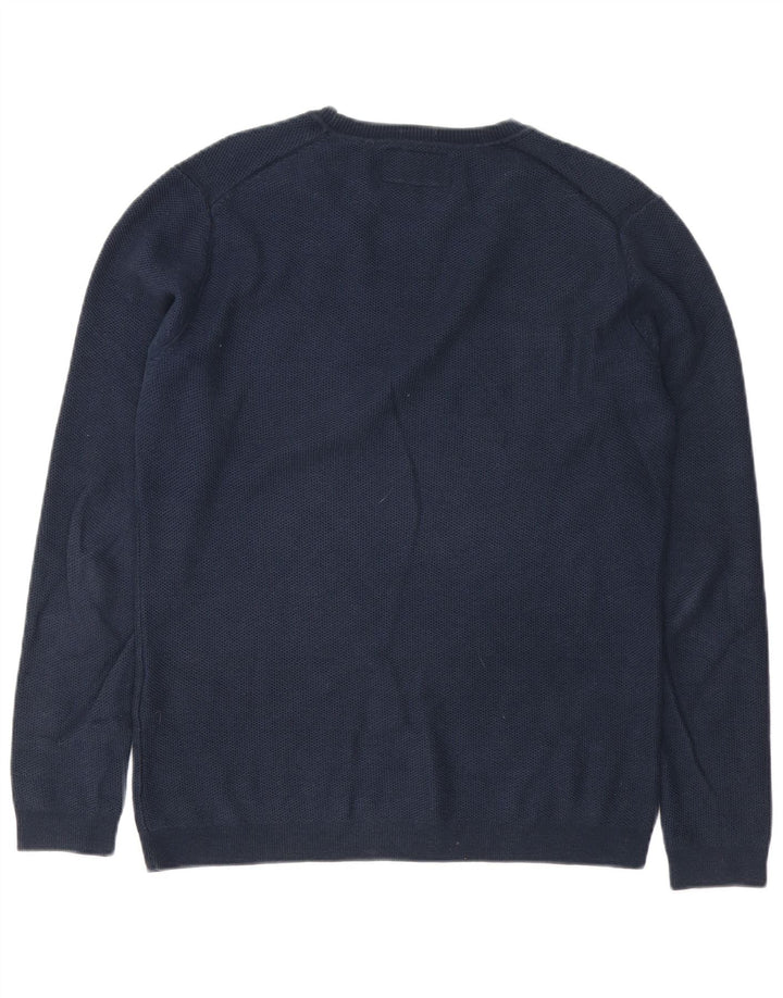 Suéter masculino Superdry com gola redonda, pequeno algodão azul marinho