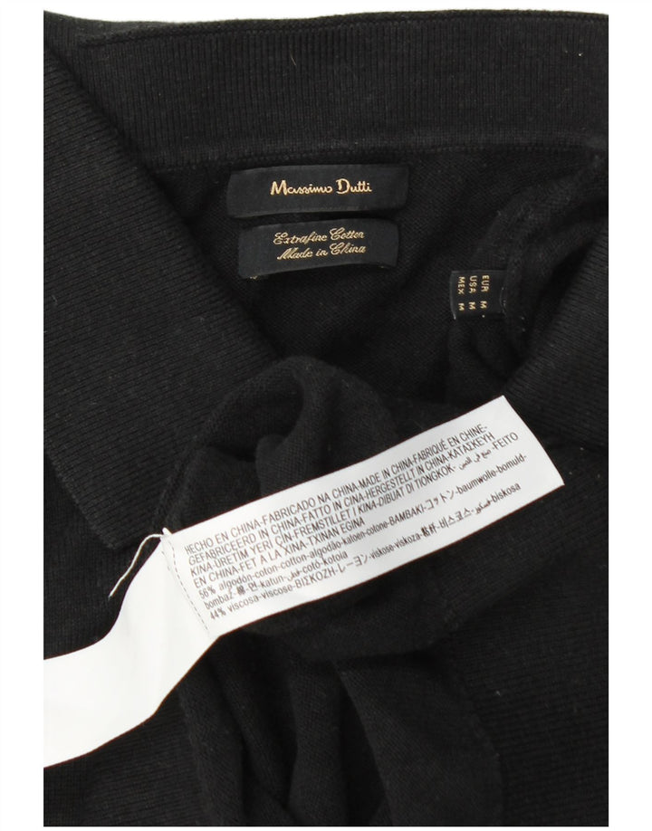 Suéter masculino Massimo Dutti com gola polo e algodão preto médio