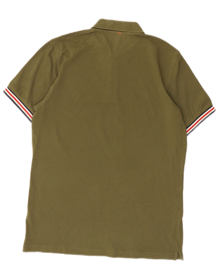 Camisa polo masculina Sun68 pequena de algodão cáqui