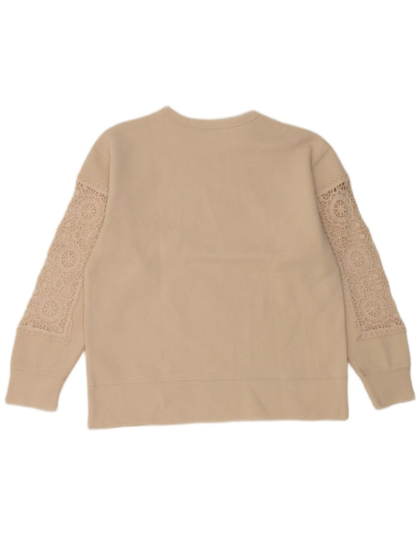 Zara Womens Oversized Sweatshirt Jumper UK 10 Pequeno Poliéster Bege