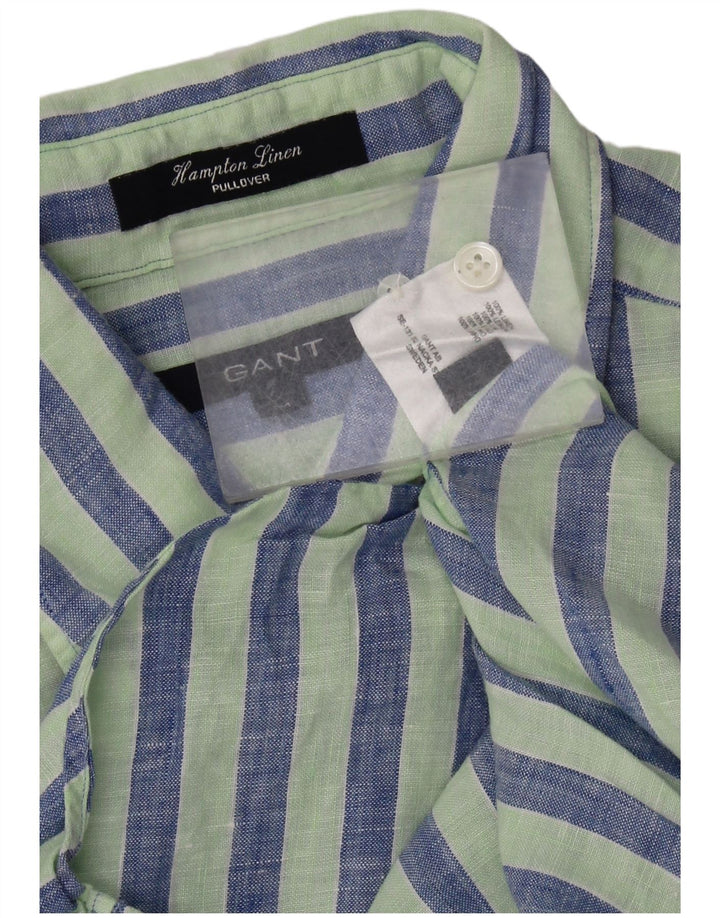 Pulôver masculino Gant de linho listrado verde médio