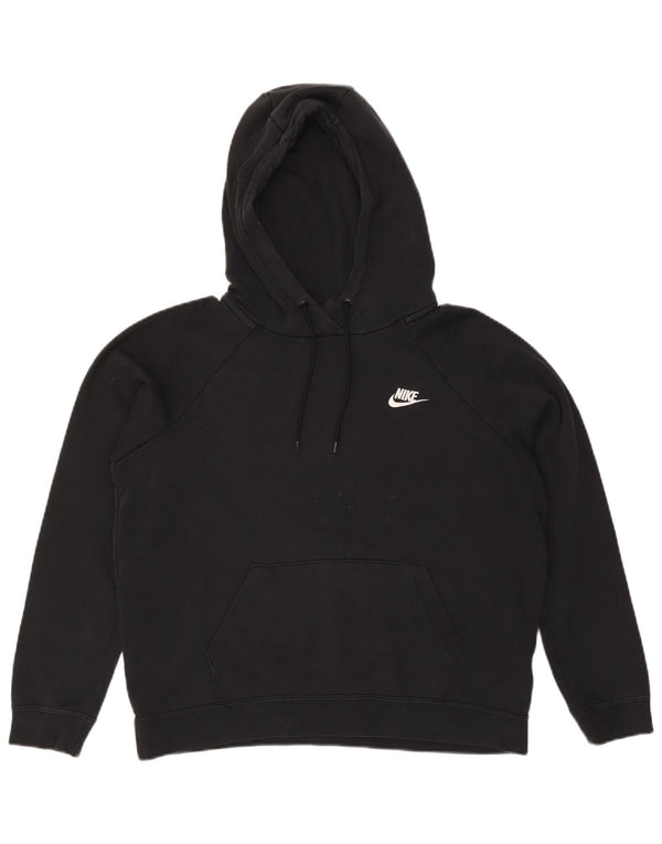 NIKE Womens Oversized Hoodie Jumper UK 14 Médio Preto Algodão