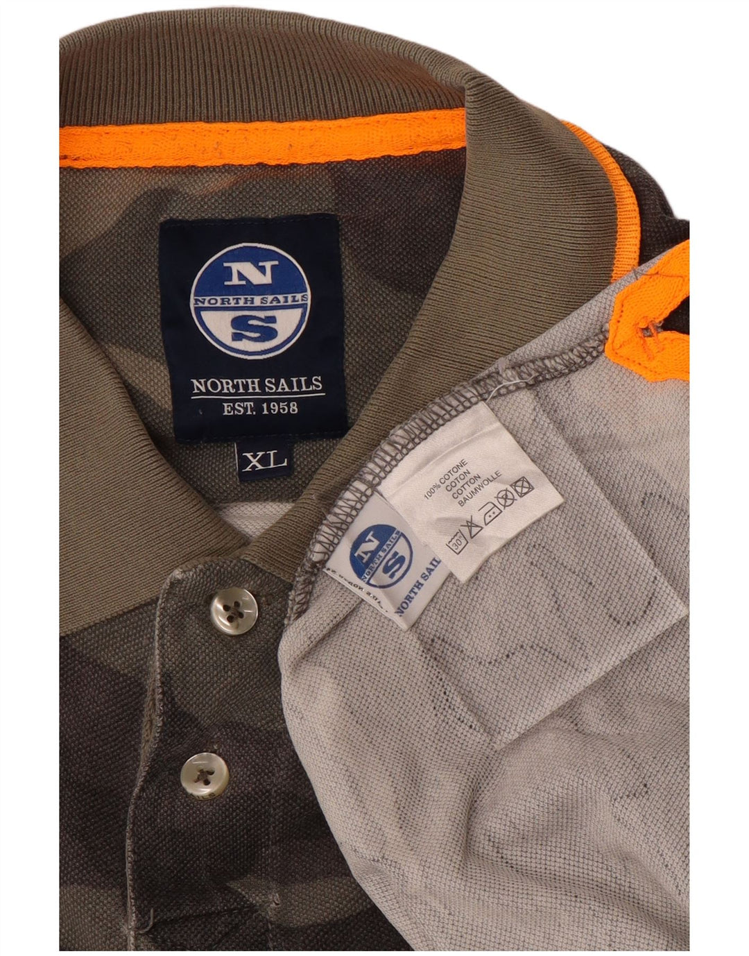 Camisa polo masculina North Sails XL cinza camuflagem algodão
