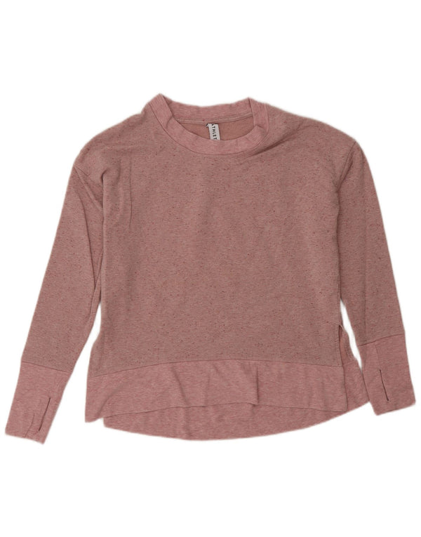 Athleta Womens Loose Fit Sweatshirt Jumper UK 6 XS Pink Flecked Cotton