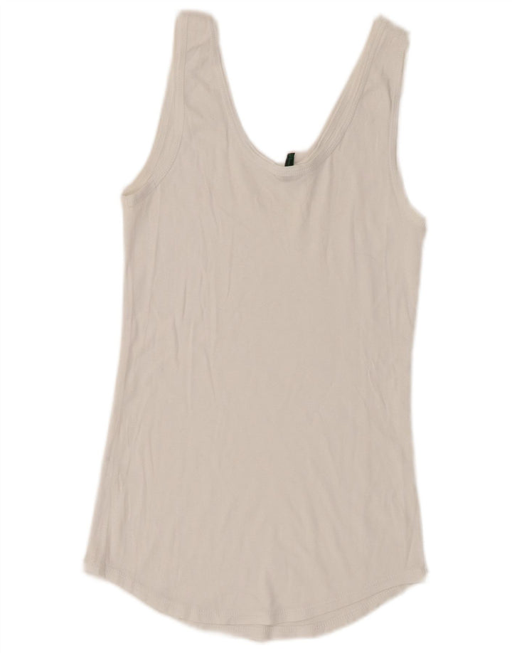 Top de colete gráfico feminino Benetton UK 6 XS branco
