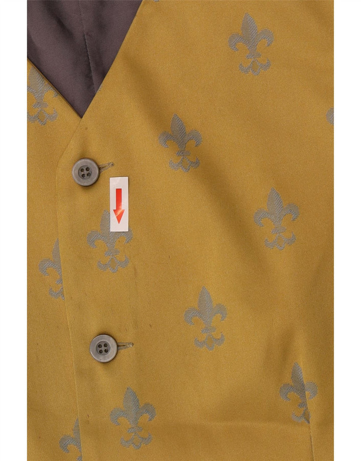 Colete vintage masculino abstrato padrão médio amarelo Ikat