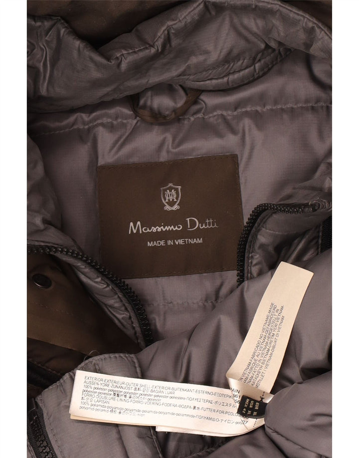Jaqueta acolchoada masculina Massimo Dutti UK 42 XL poliéster marrom