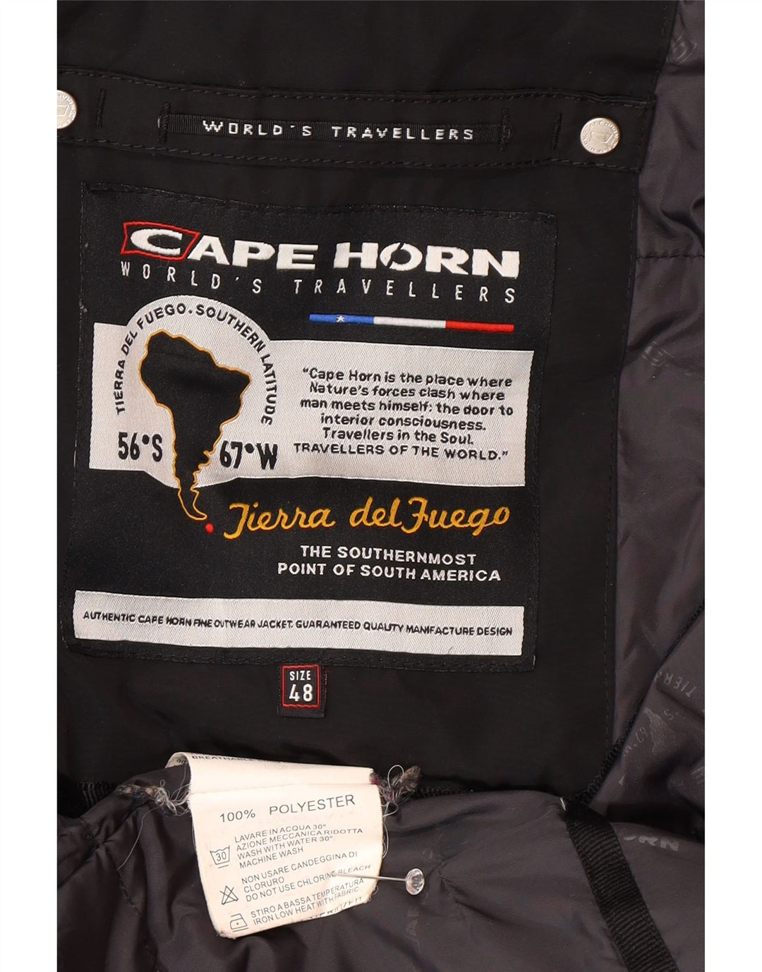 Casaco corta-vento masculino com capuz Cape Horn IT 48 poliéster preto médio
