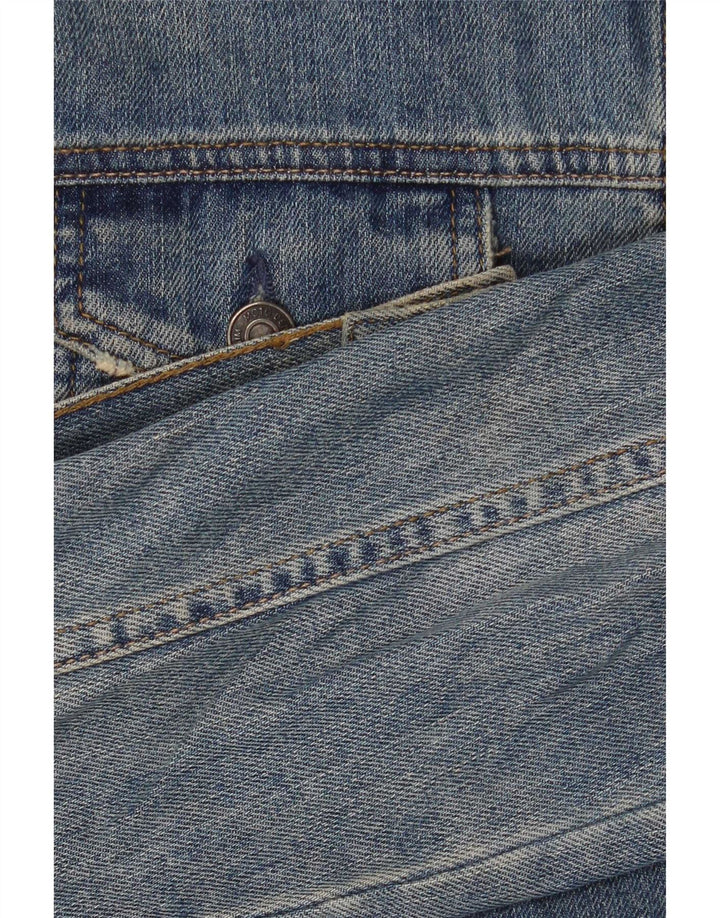 Jaqueta jeans feminina Moto UK 12 algodão azul médio