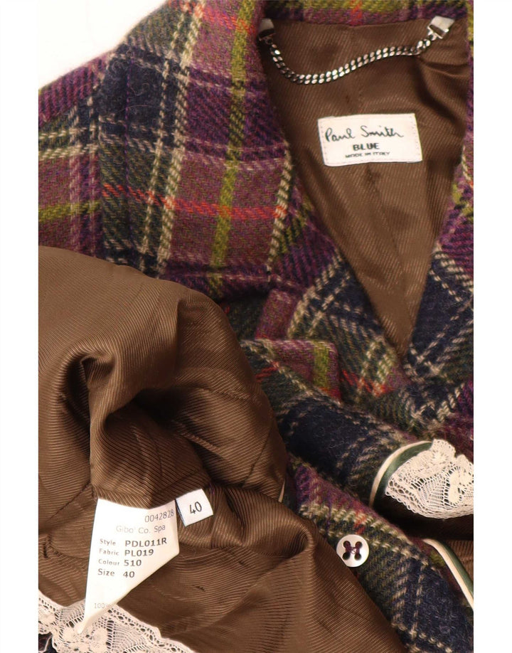 Paul Smith Jaqueta blazer feminina de 3 botões EU 40 Xadrez médio multicolorido