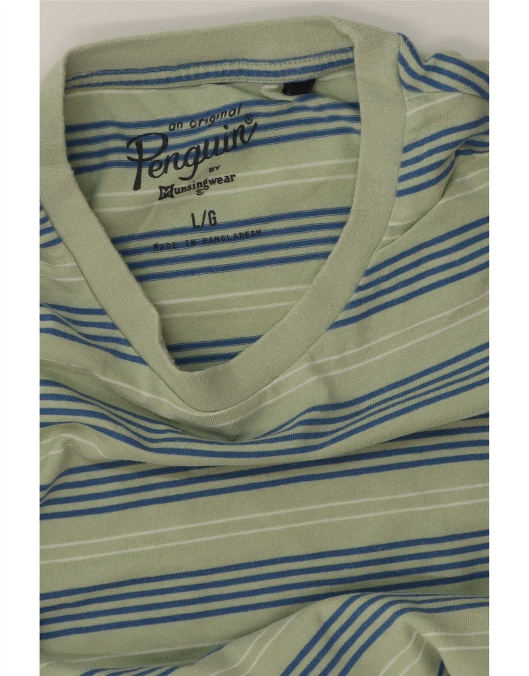 Camiseta masculina Penguin Top grande listrada verde