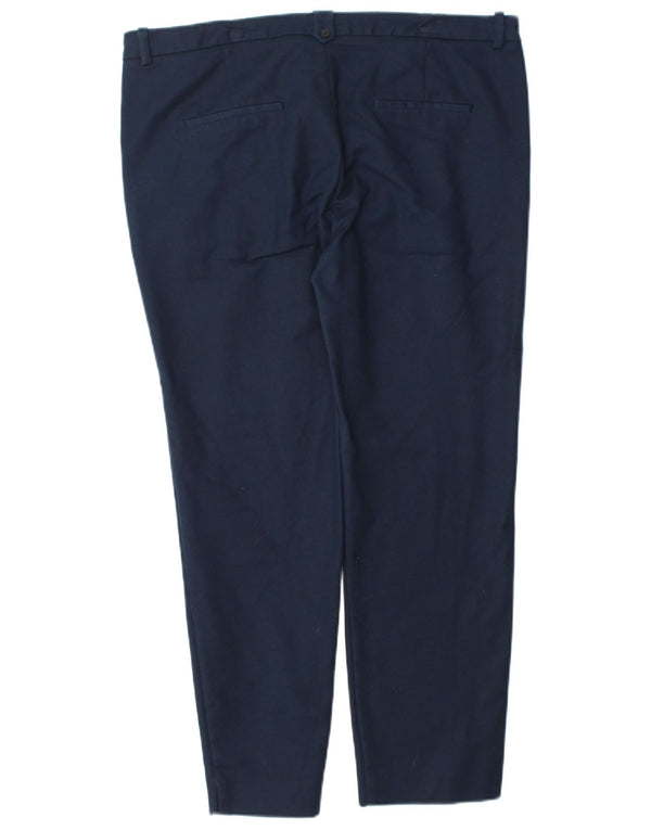 Zara Womens Slim Chino Trousers EU 44 XL W34 L27 Navy Blue Cotton