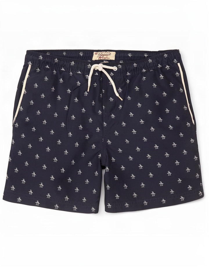 Shorts de natação masculino Penguin Graphic médio azul marinho