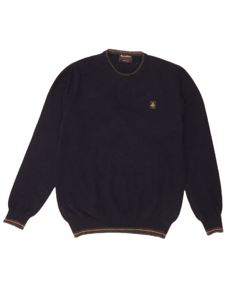 Suéter masculino Refrigiwear Sixty spa com gola redonda, lã azul marinho médio