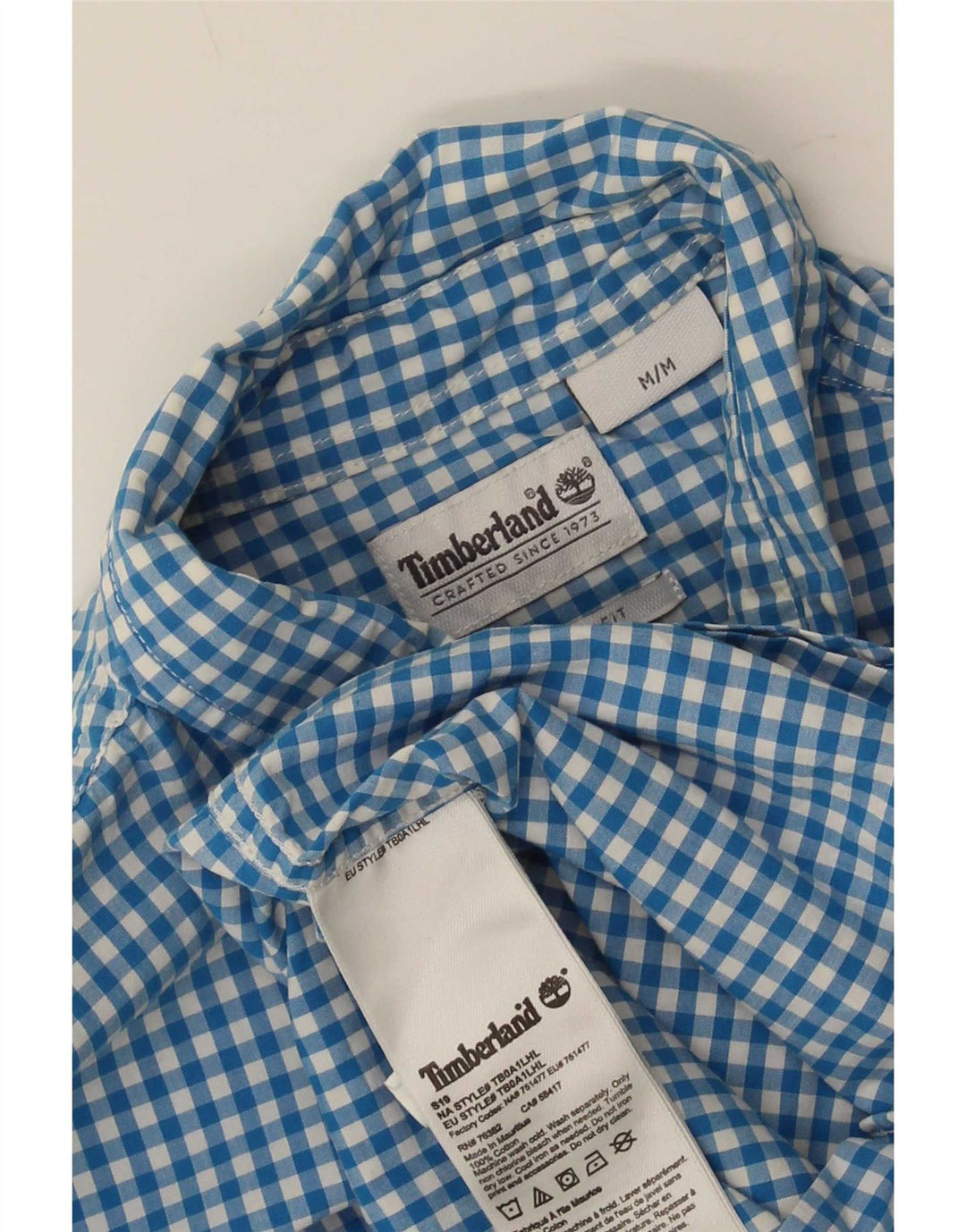 Camisa masculina Timberland Regular Fit médio azul xadrez algodão