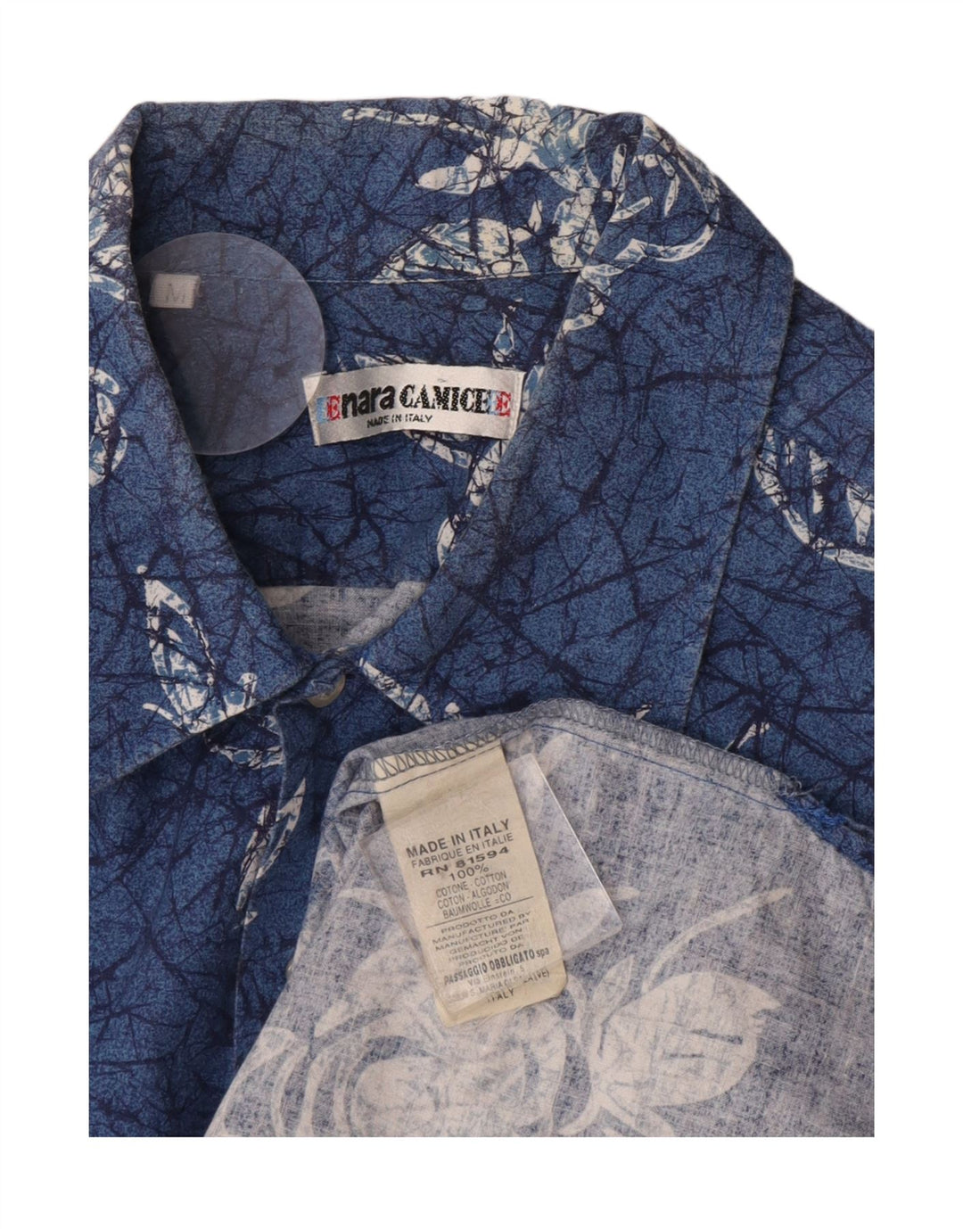 Camisa masculina de manga curta Naracamicee algodão floral azul médio