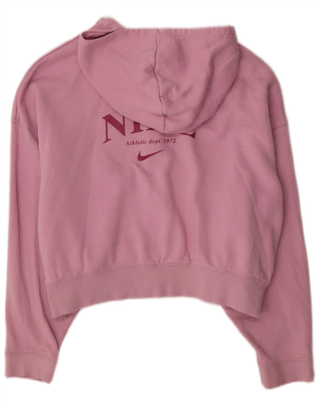 NIKE Suéter feminino com capuz e zíper gráfico oversized crop 13-14 anos XL rosa