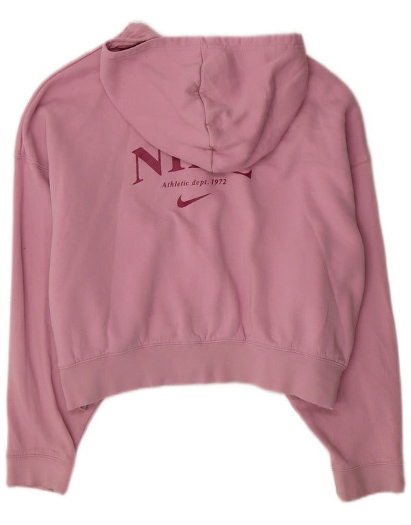 NIKE Girls Oversized Crop Graphic Zip Hoodie Sweater 13-14 Years XL Pink