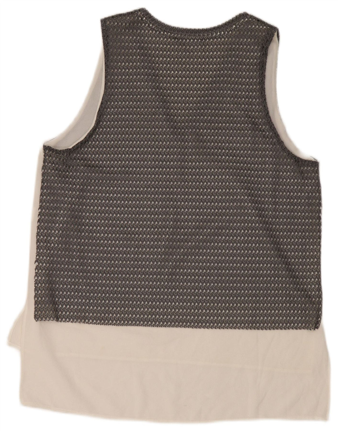 Zara Top feminino sem mangas transparente Reino Unido 16 bloco colorido cinza grande