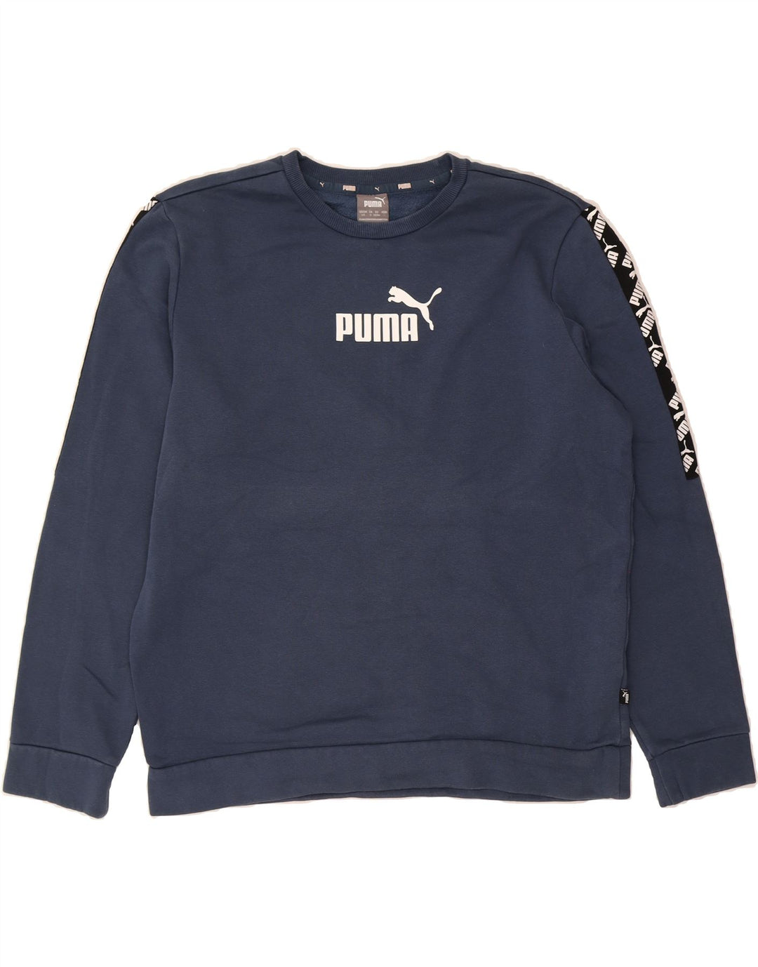 PUMA Mens Graphic Sweatshirt Jumper Large Navy Blue Cotton Vintage Puma and Second-Hand Puma from Messina Hembry 