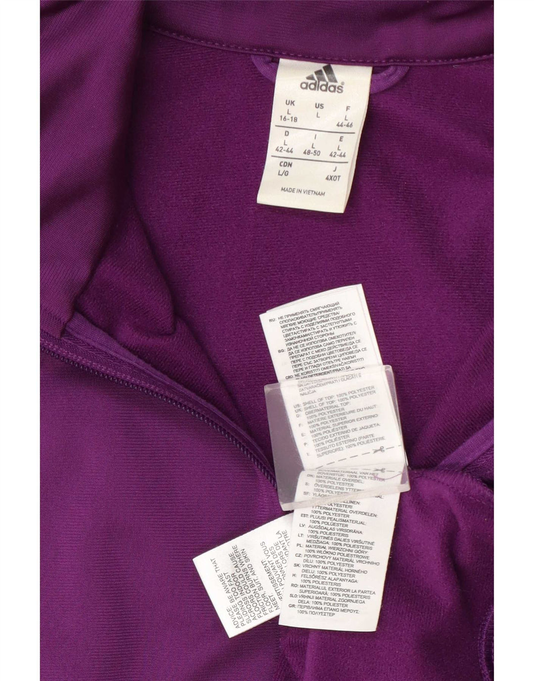 Adidas Womens Tracksuit Top Jacket UK 16/18 Grande Roxo Poliéster
