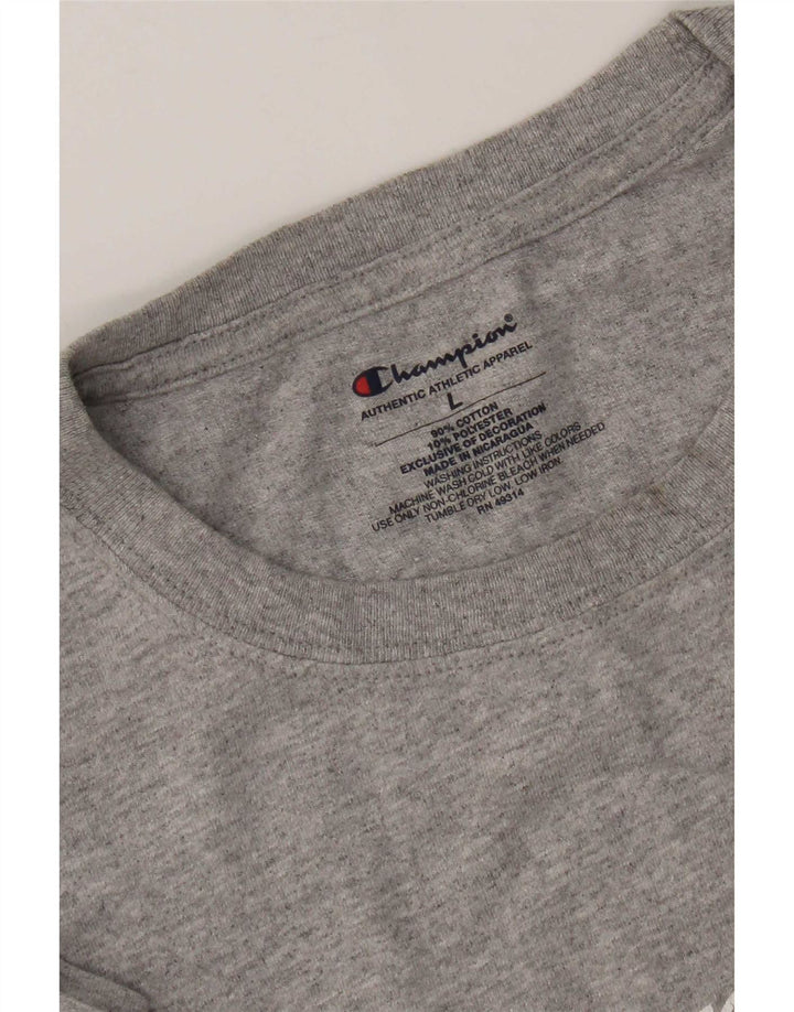 Camiseta masculina estampada Champion grande algodão cinza