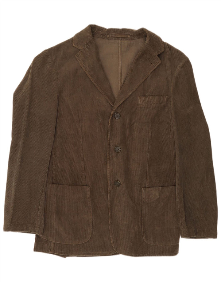 Jaqueta blazer masculina de veludo cotelê Alberto Aspesi com 3 botões Reino Unido 38 marrom médio