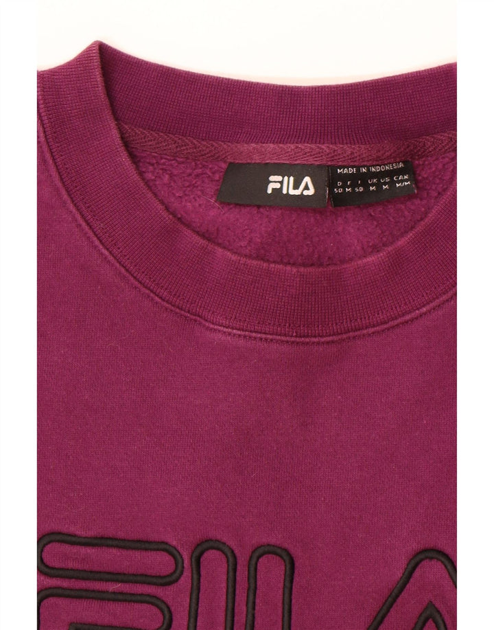 FILA Mens Graphic Moletom Jumper Médio Roxo Algodão