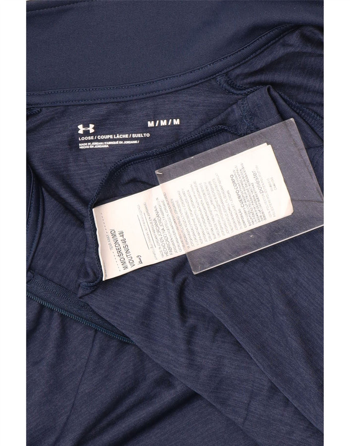 Under Armour Mens Zip Neck Pulôver Treino Top Médio Azul Marinho