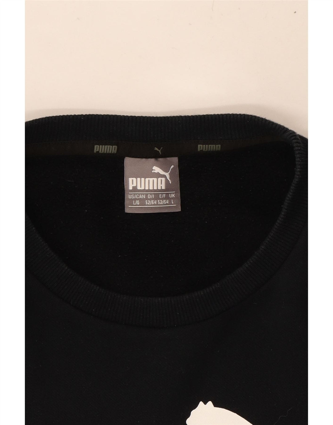 PUMA Mens Graphic Sweatshirt Jumper Large Black Cotton Vintage Puma and Second-Hand Puma from Messina Hembry 
