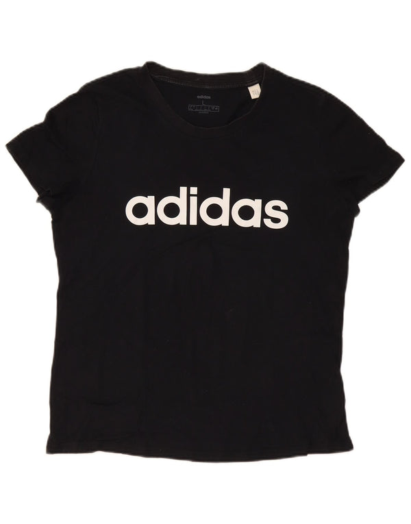 Camiseta feminina gráfica Adidas UK 16/18 grande algodão preto
