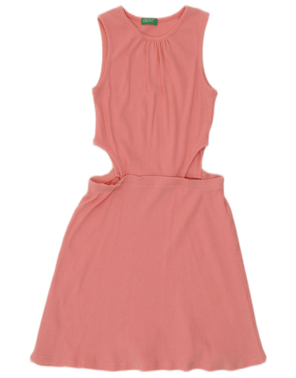 Benetton Vestido feminino sem mangas com recorte em linha A 11-12 anos 2XL rosa