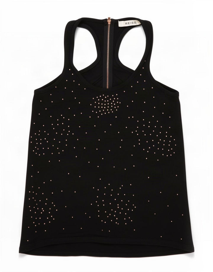 Colete feminino Reiss Top UK 10 pequeno viscose preta