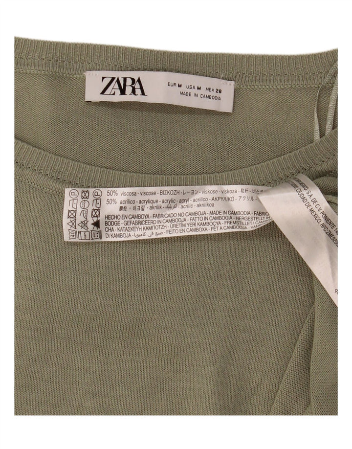 Zara Blusa Feminina Solta Fit Top Reino Unido 14 Médio Cáqui Viscose
