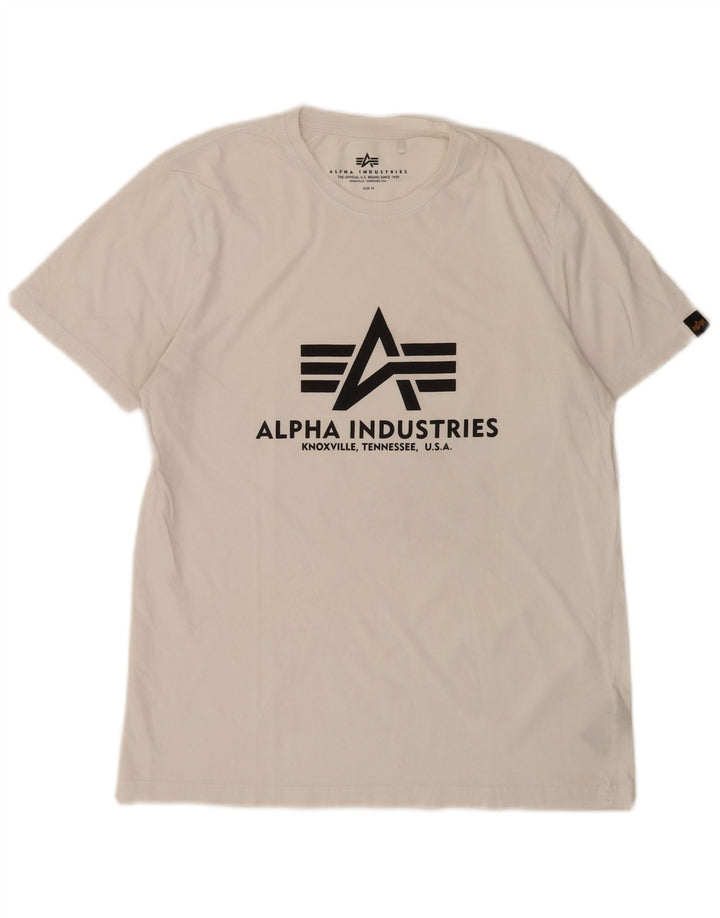 Camiseta gráfica masculina Alpha Industries Top médio algodão branco