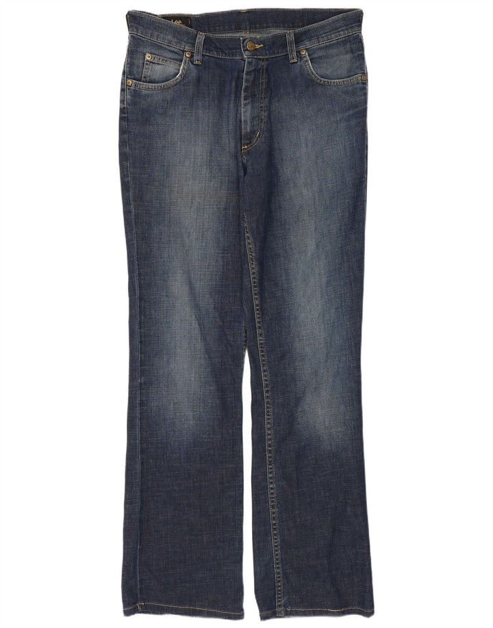 LEE Masculino REED Straight Jeans W34 L31 Azul Marinho Algodão